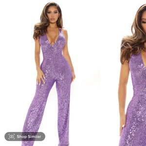 Purple sequence jumpsuit size M
